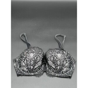 Victoria's Secret Size 32DD 10C Black White Lace Demi Luxury Bra Dream Angels